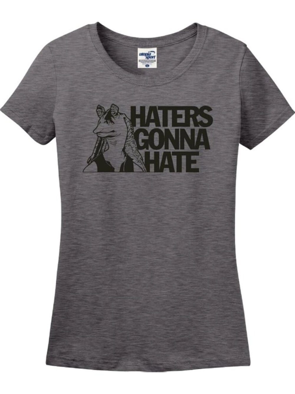 Star Wars - Jar Jar Binks Haters Gonna Hate - Gray - Women's Large Crew T-Shirt